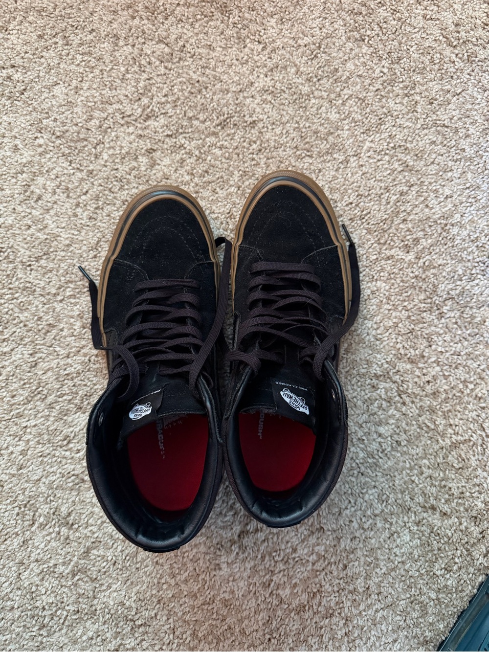 Vans Black Comfycush Suede High-Top Sneakers with Brown Gum Outsole